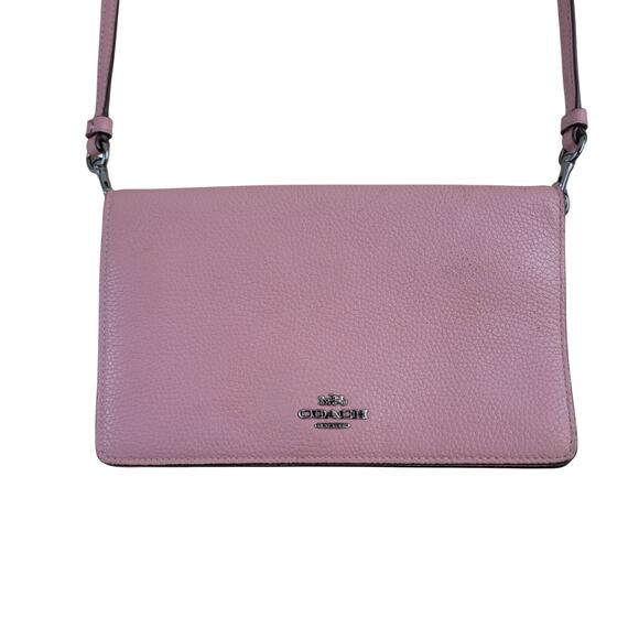Coach Handbags - Coach Pink Rose Pebbled Leather Flap Snap Crossbody Wallet